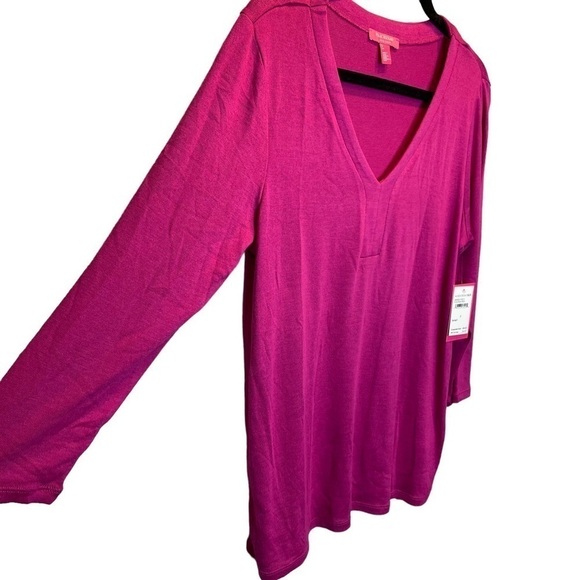 Isaac Mizrahi New York Fuchsia Red V-Neck Sweater Small - Picture 2 of 6